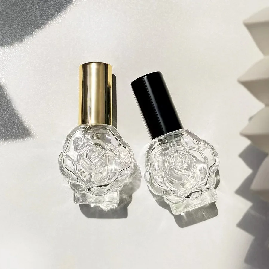 Perfume Bottle 10ML Glass Spray Mini Rose Shape Bottle Empty Cosmetic Alcohol Container Mist Atomizer Travel Simple Sprayer