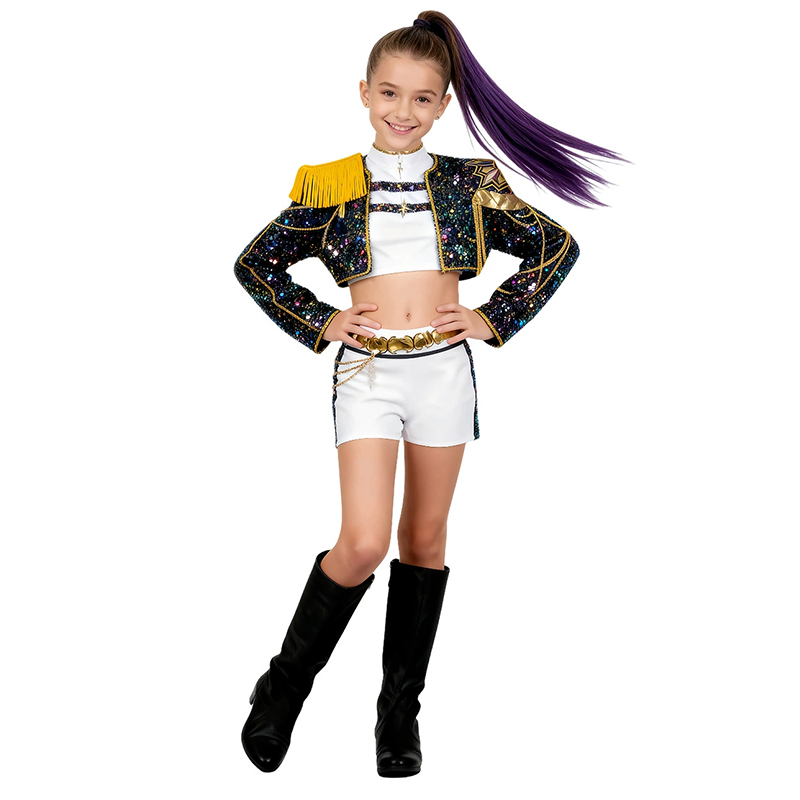 Disfraz de película Kpop Mira para niños y niñas, disfraz estampado de cazadores de demonios, Zoey Rumi, ropa de espectáculo de Carnaval, conjunto de Huntrix para niñas