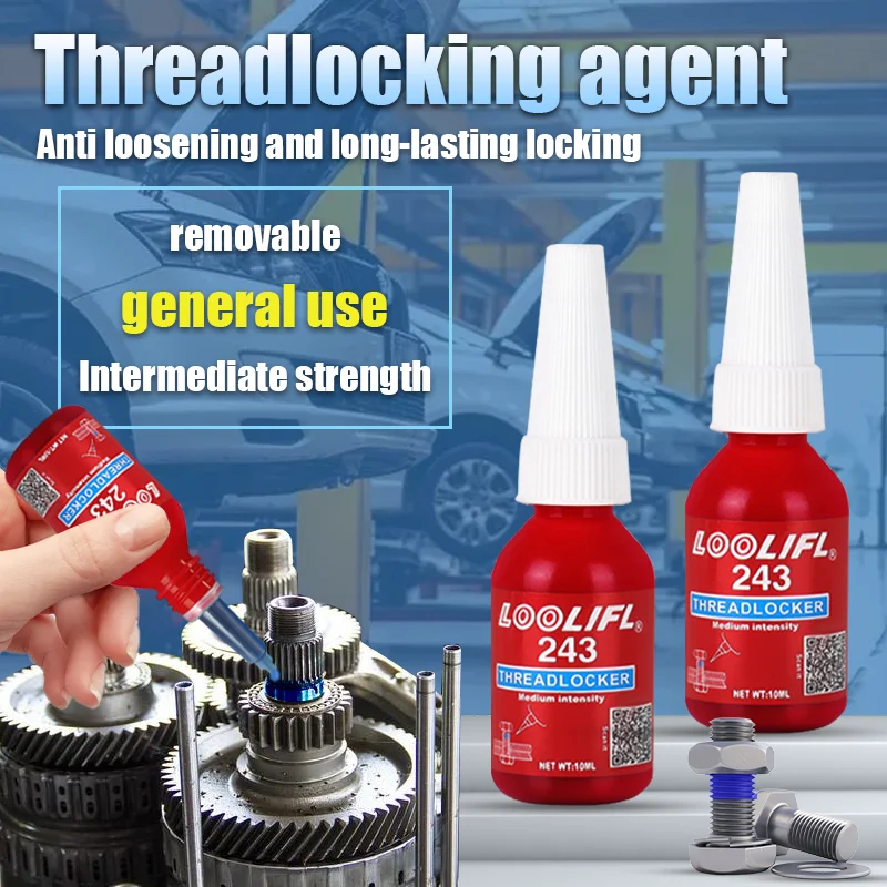 LOOLIFL Blue Thread Locker 243 Nuts-Bolts Locker,สกรูกาวล็อคแน่นซีลตัวยึด Anaerobic Curing กาวโลหะ,กันสนิม
