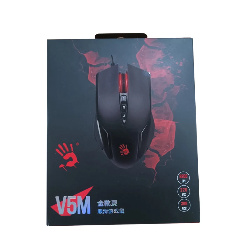 A4Tech Mouse Gaming berkabel V5M berdarah, mesin game optik, makan ayam, CF, Game Laptop