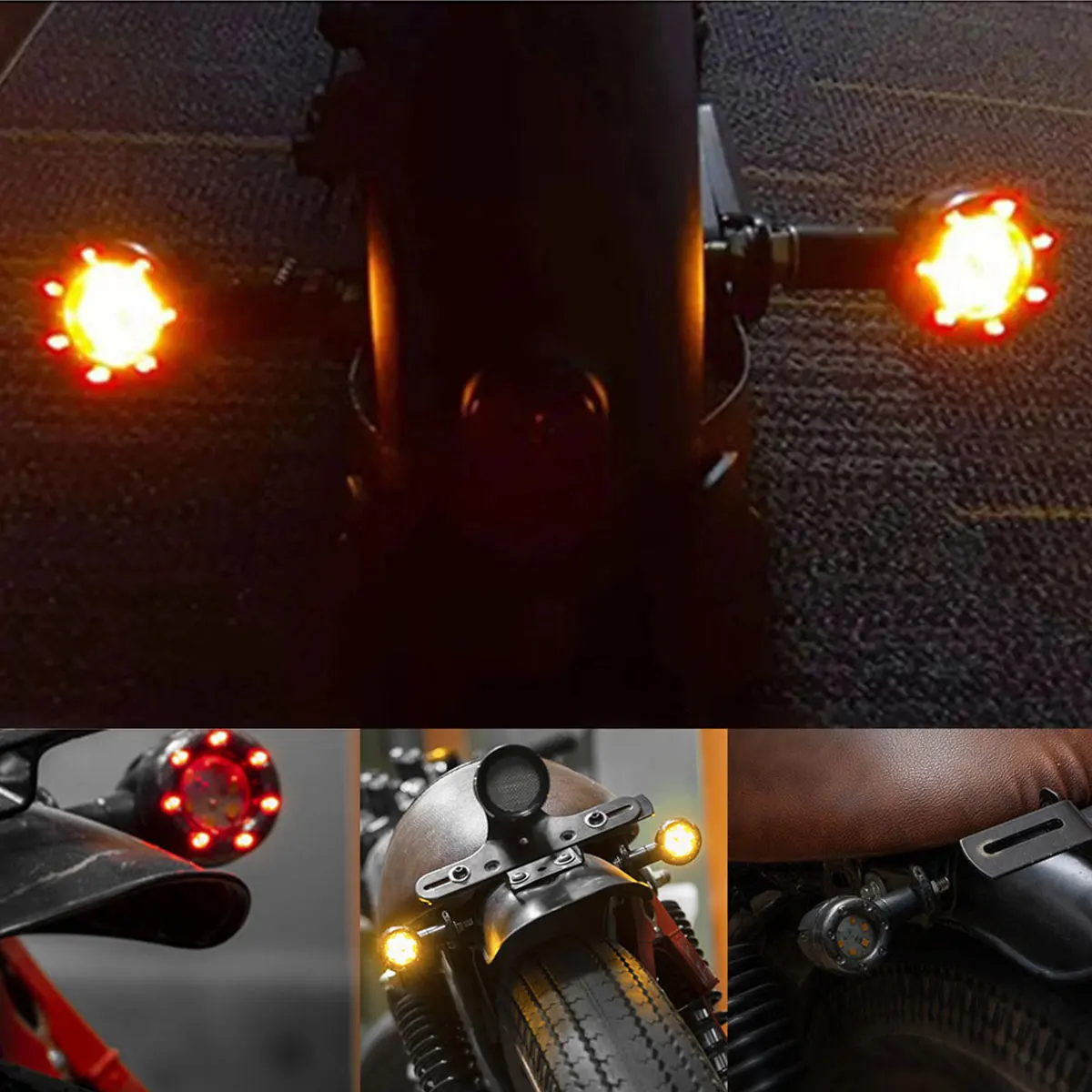4 pçs/set motocicleta led luz de freio âmbar e vermelho sinal volta luz da cauda indicador sinal aviso lâmpadas acessórios do motor