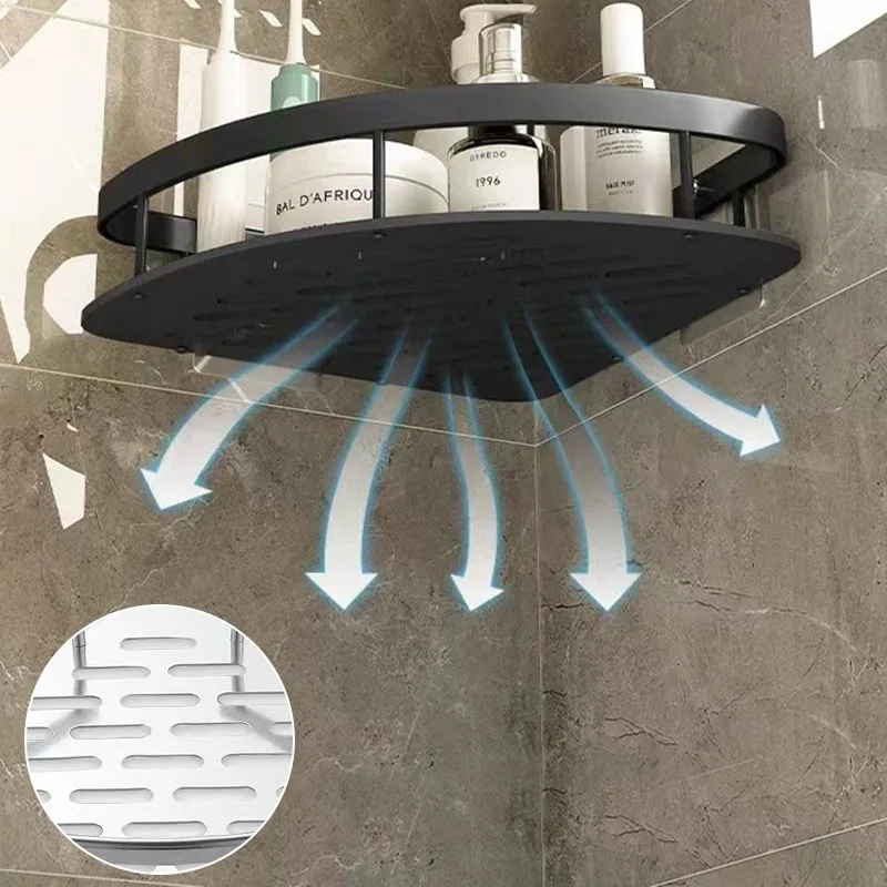 Estante de almacenamiento para el baño, estantes sin taladro, montaje en pared, estante esquinero, soporte de ducha para WC, organizador de champú, accesorios de baño
