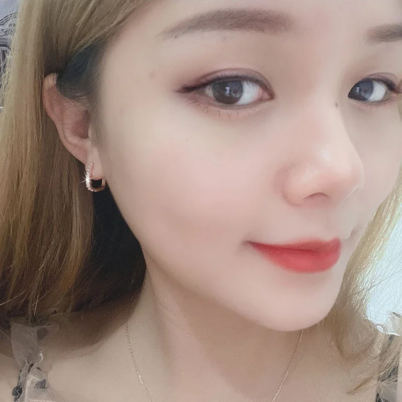 Moda kpop 925 prata esterlina luxo cristal jóias zircão círculo hoop brincos para mulher senhora festa de casamento presentes do feriado