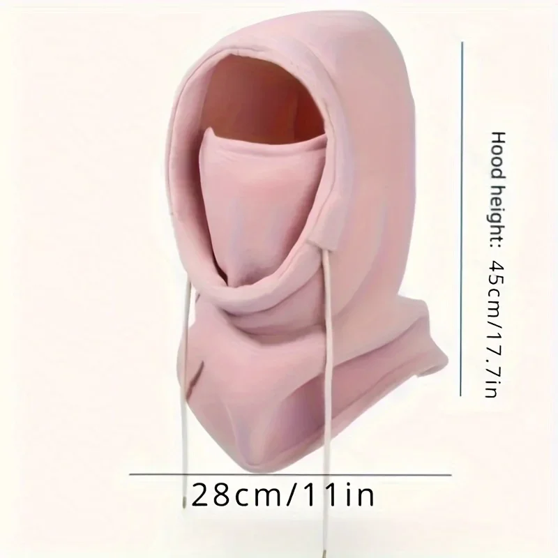 Unisex Winter Balaclava Knit Hood - Windproof Mask with Drawstring, Motorcycle Riding Headgea Warm Knitted Cap Cold Weather