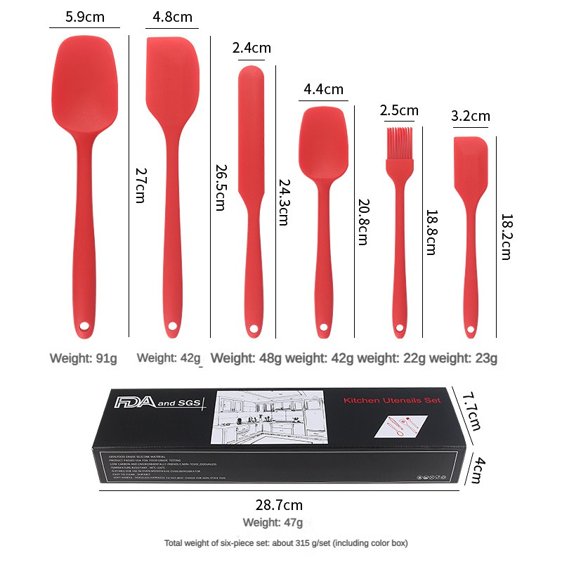 6-teiliges Backwerkzeug-Set für die Küche, Silikon-Spatel, Kuchen-Creme-Silikon-Spatel, Ölpinsel-Spatel