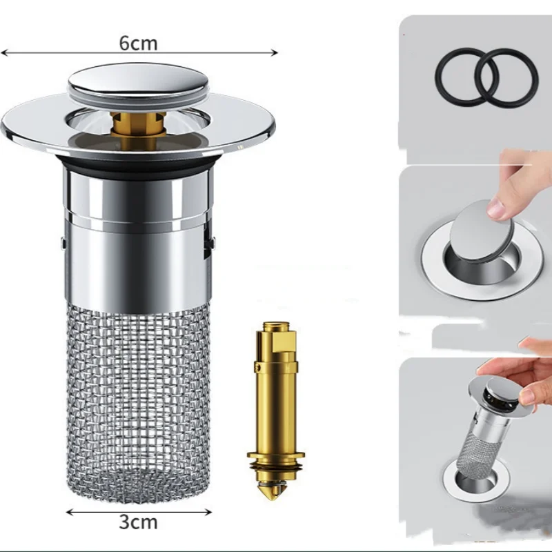 Bassin d'art pour lavage des mains, noyau de rebond de filtre, bouchon de fuite, bassin, accessoires d'évier, drain, filet de désodorisation, bassin, type de presse 1 pièce