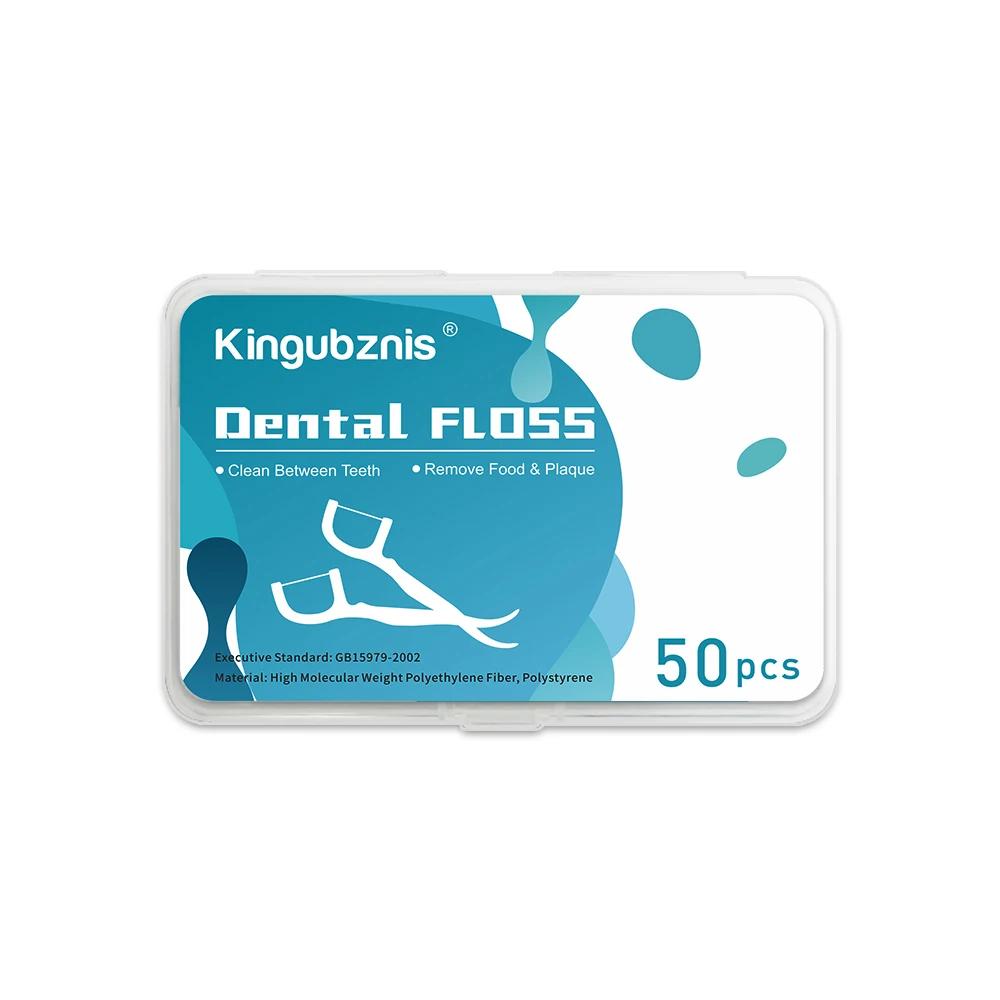 Kingubznis-Dental Floss, Plastic Toothpicks with Threads, Soft Dental Flosser, Elastic Silk with Sticks, Ultrathin, 50Pcs