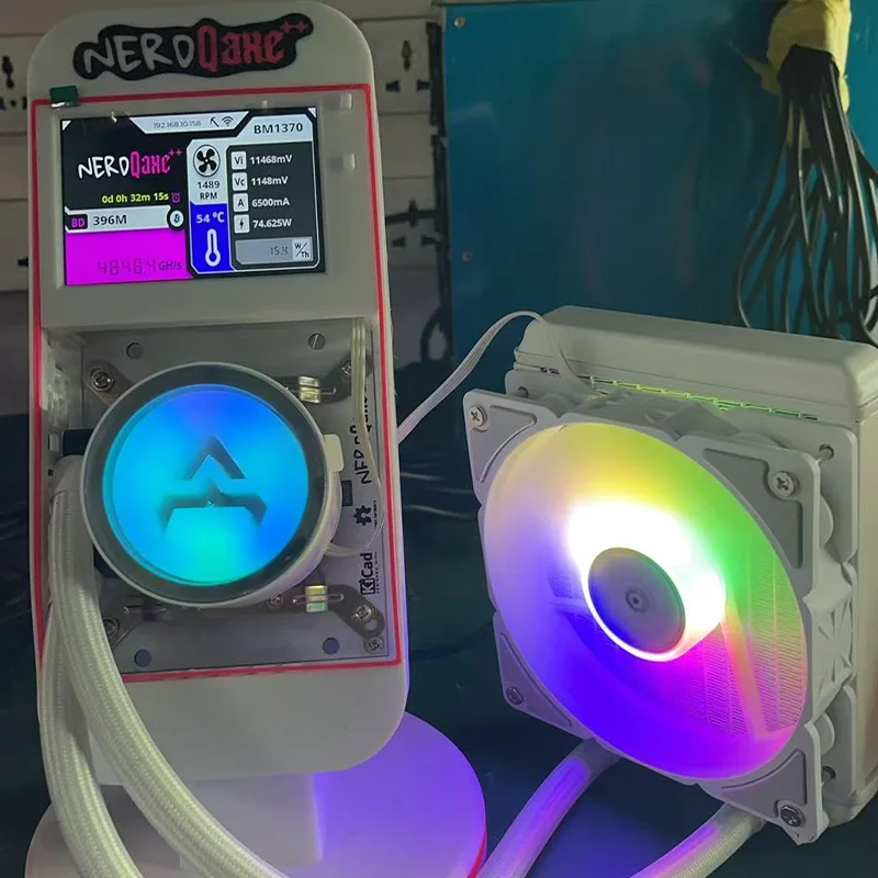 Bitaxe NerdQaxe++ 4.8TH/s BTC Solo miner Home Eternal Miner com método de resfriamento de água