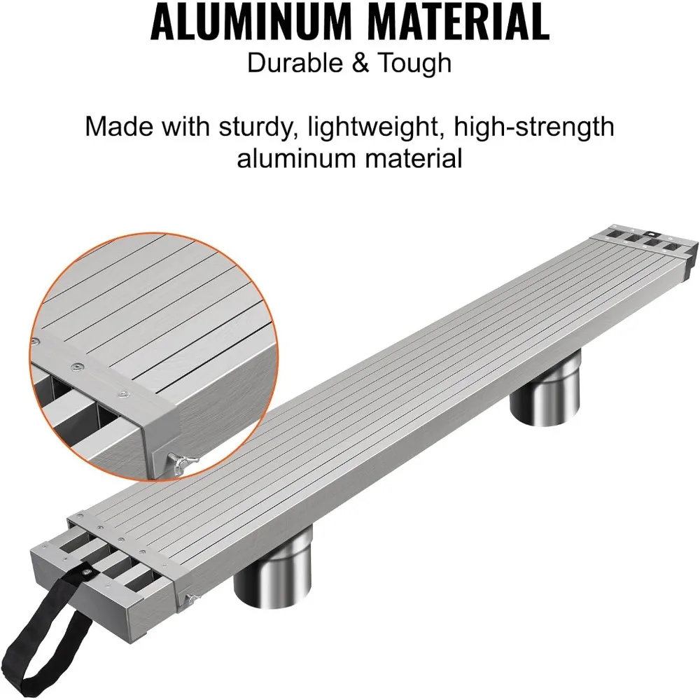 VEVOR Aluminum Telescoping Work Plank, 6-9FT, 500lbs Capacity, 12.5 inch Width, Scaffolding Plank with Skid-Proof Platform Scaff