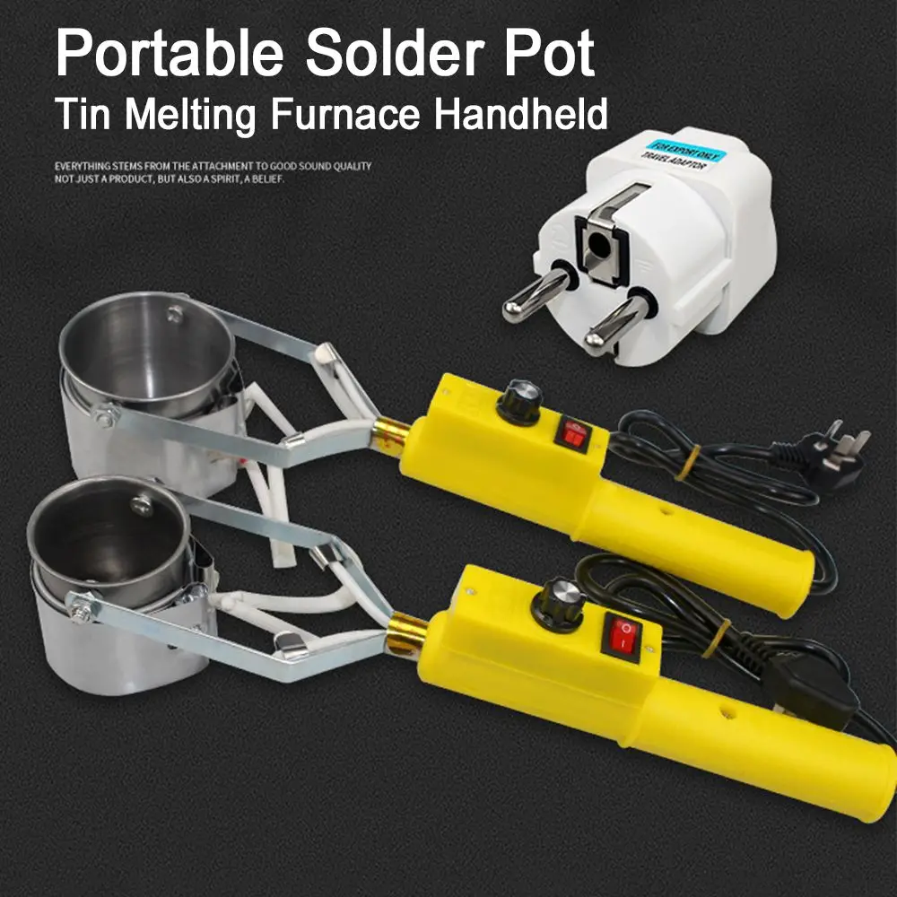 Mini olla de soldadura portátil de 220V y 500W, horno de fusión de estaño, termorregulación, baño desoldador sin plomo de mano, 100 ~ 450 grados centígrados