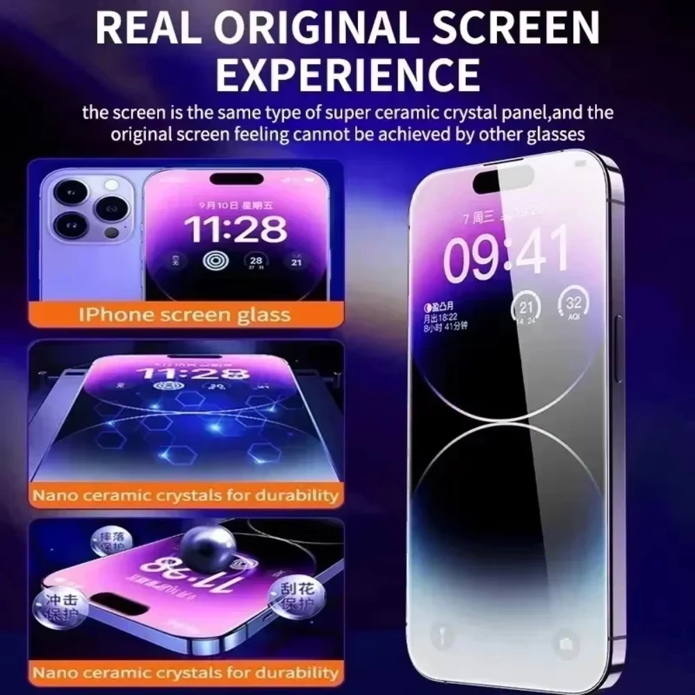 NNBILI 3Pcs Oleophobic Coating Dust Free Easy Installation Screen Protector For iPhone 14 11 13 12 15 Pro Max Mini XS 16e Glass