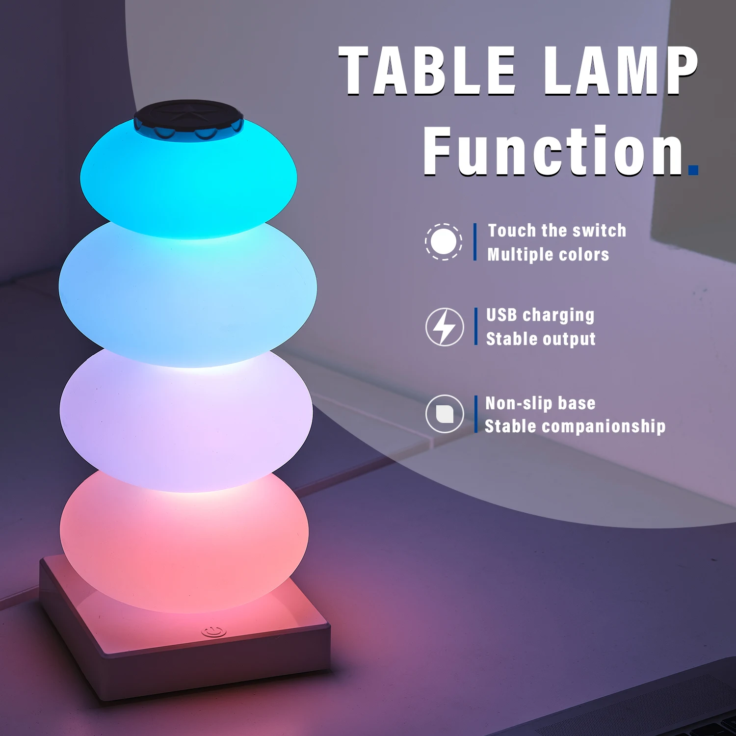 Mesita de noche para dormitorio, luz decorativa DIY, lámpara de mesa que cambia de color RGB, luz LED de 16 colores, Interruptor táctil, luz de paso múltiple