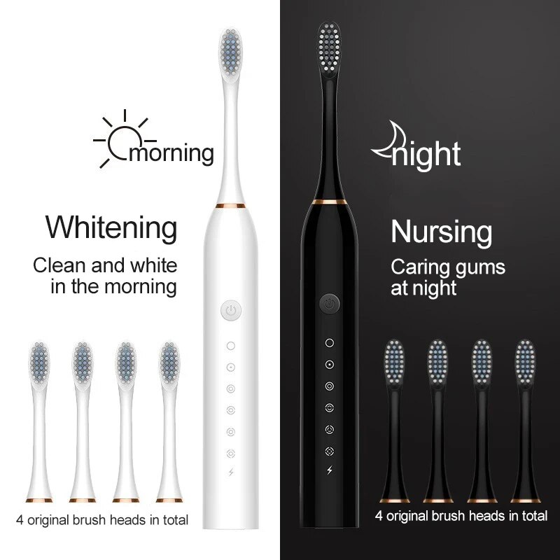 Spazzolino elettrico ad ultrasuoni modalità a sei velocità Home Soft Hair ricarica USB detergente per denti per adulti impermeabile Set di coppie automatico