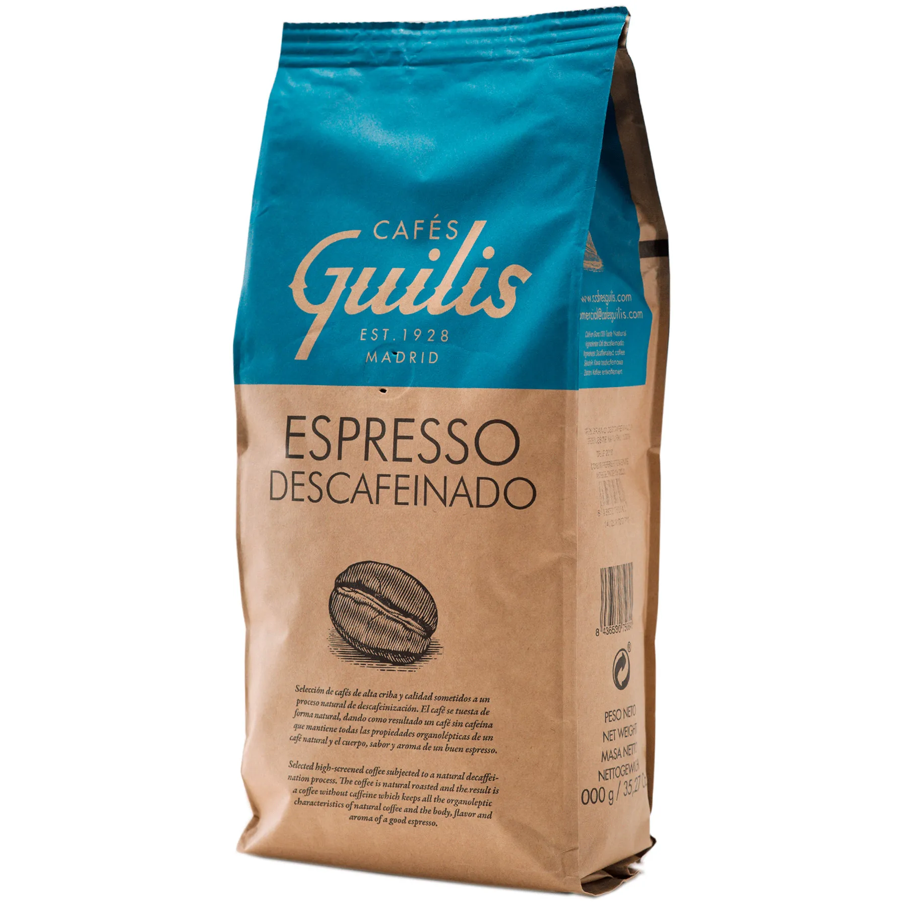 Kawa ziarnista BEZKOFEINOWA Cafeś Guilis 1kg