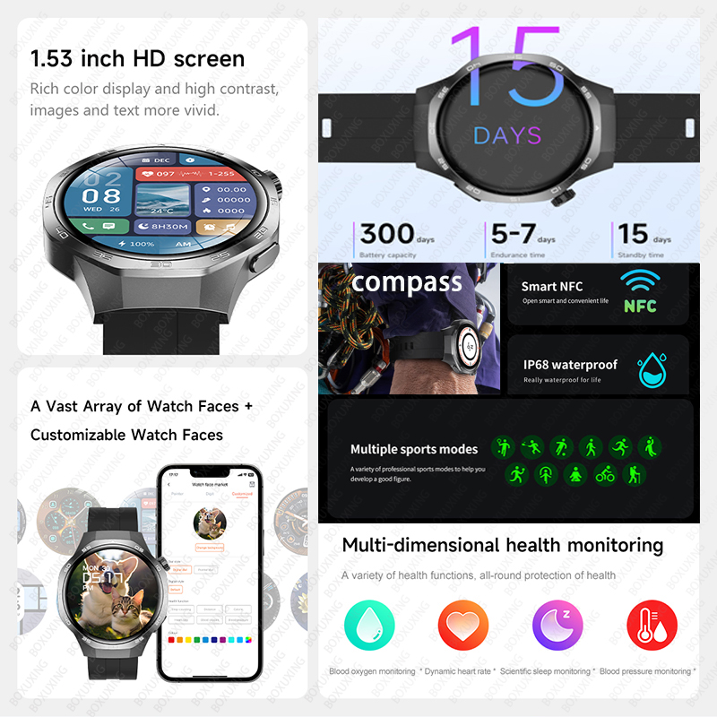 2025 novo relógio 5 max relógio inteligente hd tela amoled nfc gps rastreador bluetooth chamada à prova dwaterproof água esportes saúde smartwatch das mulheres dos homens