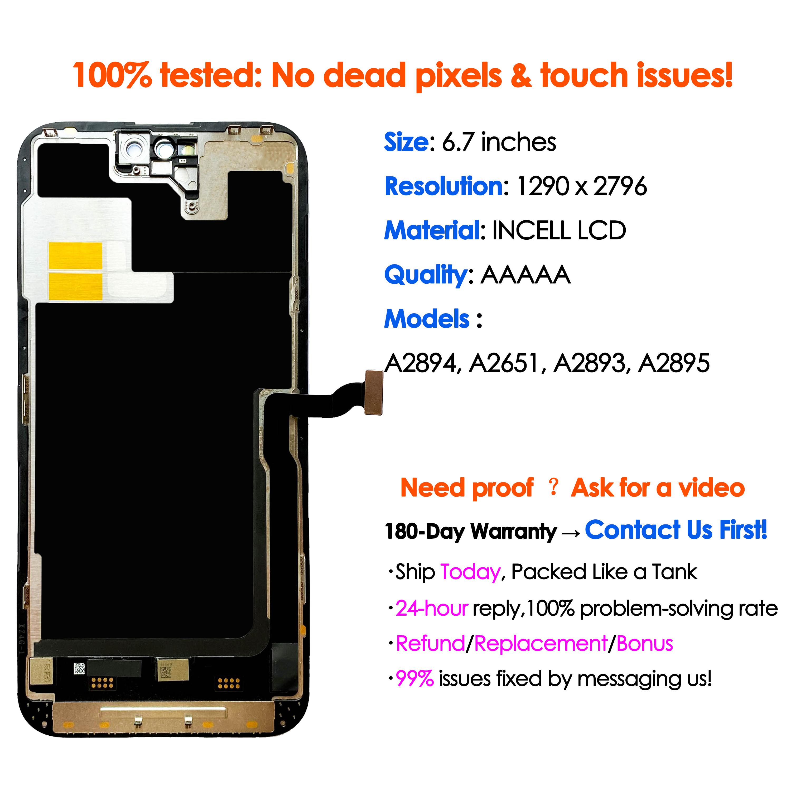 Hohe qualität AAA incell LCD Für iPhone 14 Pro Max Display Touch 14 pro max Bildschirm Ersatz Digitizer Montage Reparatur teile