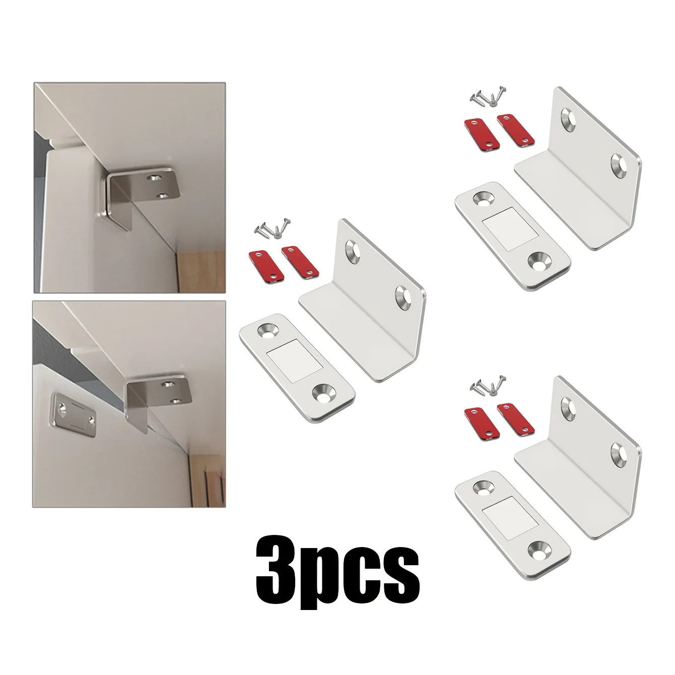 3pcs perforated sliding door magnetic suction wardrobe door self suction magnetic strip surface mount suction device invisible