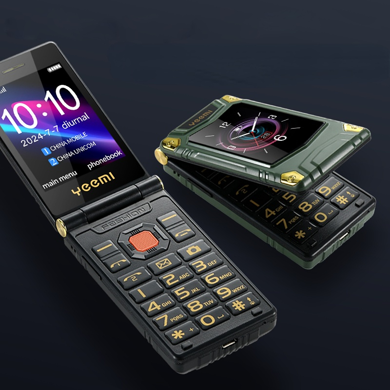 Teléfono plegable para personas mayores, 2G, con batería fuerte, dos pantallas grandes, doble Sim, botón grande, tecla SOS, marcación de velocidad, voz fuerte