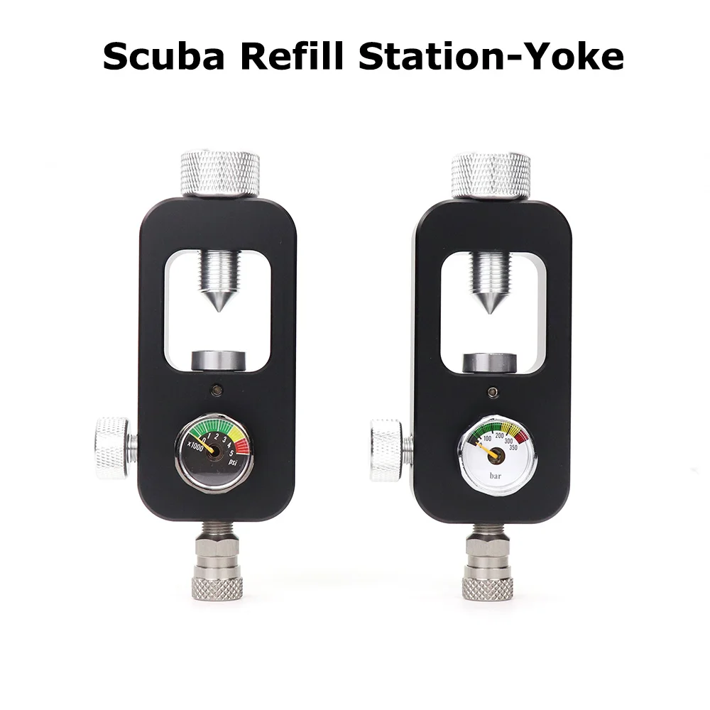 Adaptador de canesú para estación de llenado de buceo, válvula K con manómetro para tanques cilíndricos de repuesto