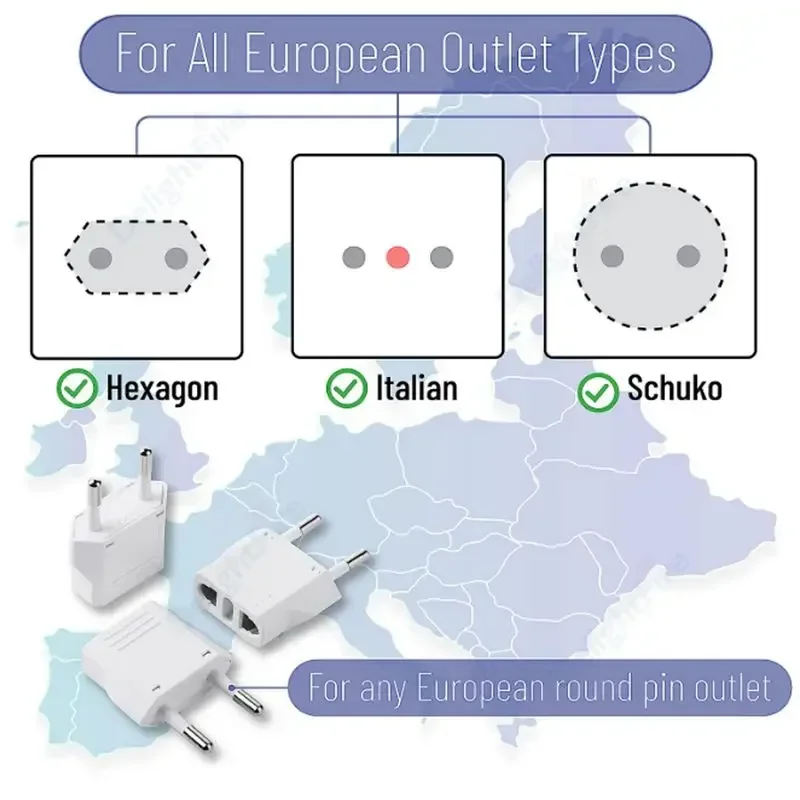 1-100 Uds 4,0/4,8mm adaptador de enchufe UE EE. UU. Israel a Euro KR BR Brasil convertidor de enchufe adaptador de corriente de viaje americano enchufe
