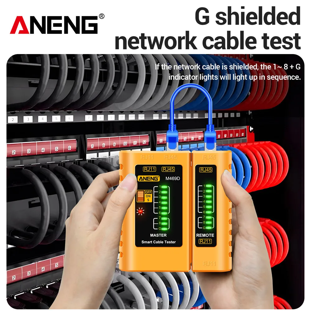 Professional เครื่องวิเคราะห์เครือข่ายเครื่องทดสอบ M469D สาย LAN RJ45 RJ11 RJ12 CAT5 UTP LAN เครื่องทดสอบสายเคเบิลเครือข่ายเครื่องมือเครือข่ายซ่อมเกินไป