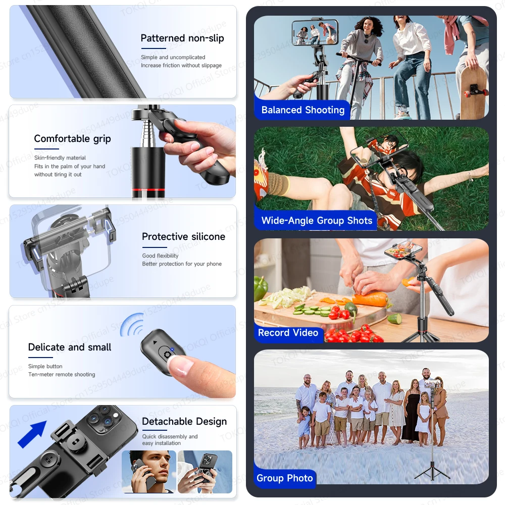F16 Tripod 1/4'' Interface Extendable Selfie Stick for Smartphone 360° Rotat Shooting Vlog Video Live Broadcast Film with Remote