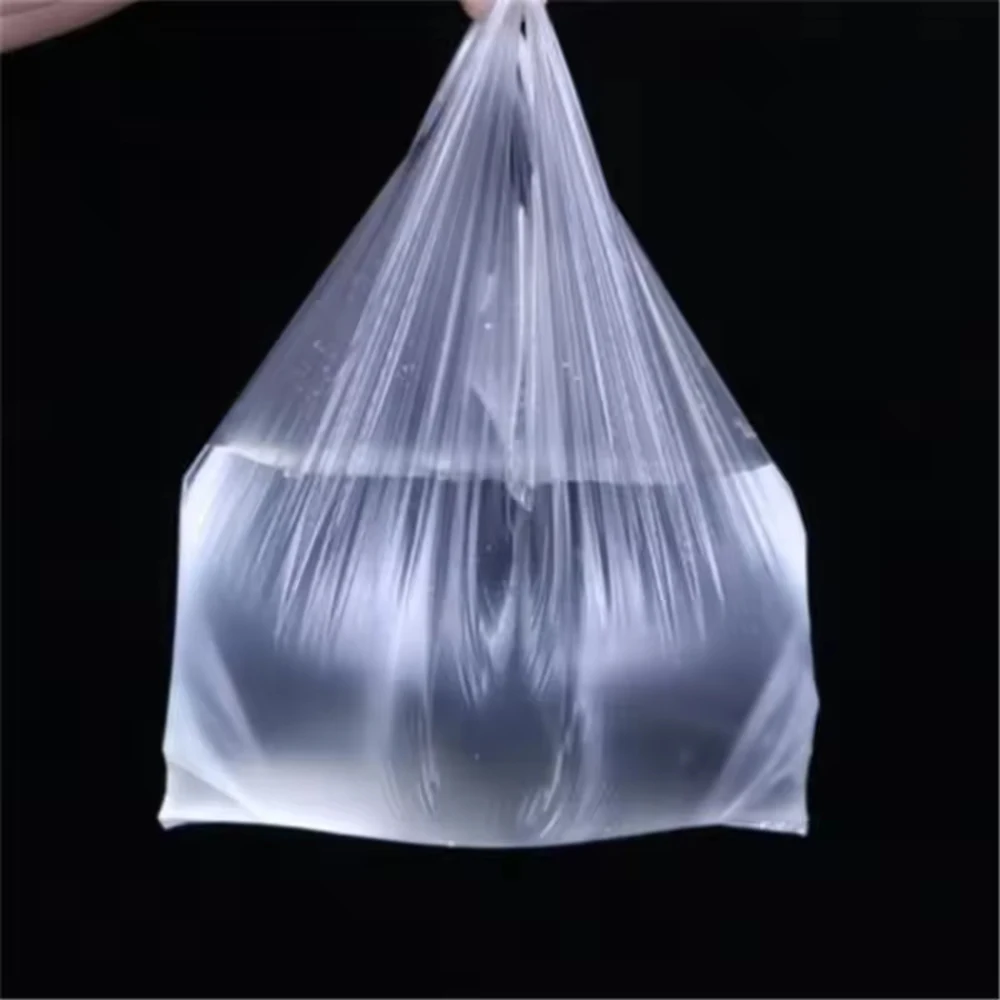 Saco de compras de plástico 100 pces saco de compras transparente sacos de plástico do supermercado com punho embalagem de alimentos