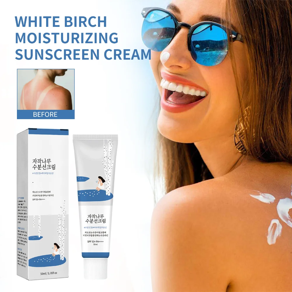 Protector solar redondo de laboratorio para la cara, crema solar PF50 + PA ++++, zumo de abedul, hidratante para el cuidado de la piel, fuerte protección UV, protector solar coreano