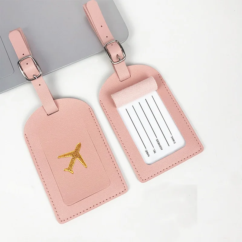 PU-Leder Fashion Candy Dopamin Farbschema Stempeln Flugzeug mit Unterschrift Papier Flugzeug Gepäckanhänger Gepäckanhänger