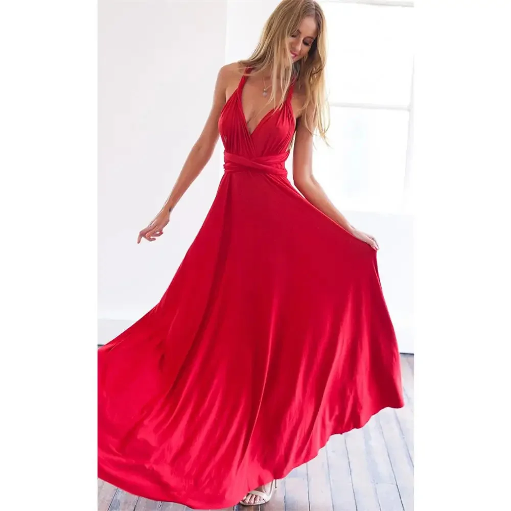 Multiway Wrap conversível Boho Maxi vestido para mulheres, sexy clube vestido, Infinity Robe para damas de honra festa, bandagem longa