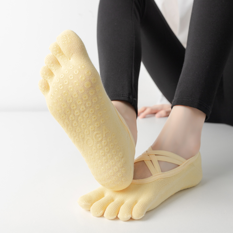 Nieuwe Vrouwen Anti Slip Pilates Sokken Vijf Teen Siliconen Antislip Yoga Sok Bandage Ballet Dans Dames Fitness Sport Katoenen Sok