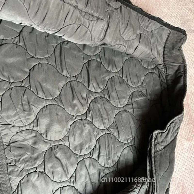 Jaqueta de algodão estilo europeu e americano com gola alta e bolsos soltos, jaqueta de algodão com grade de diamante para mulheres