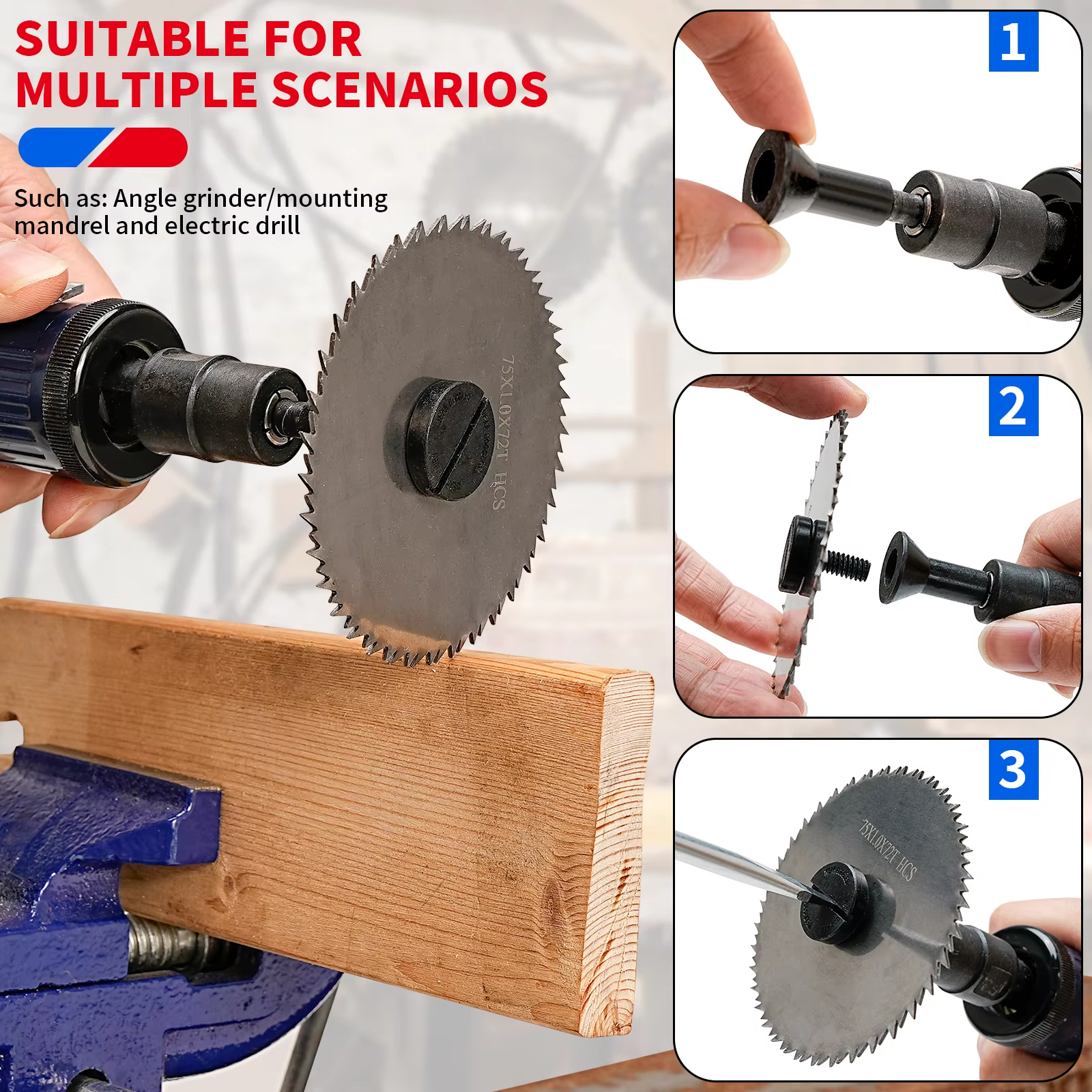 Rafford 75mm lâmina de serra circular de carboneto 3 "disco de corte acessórios de ferramenta elétrica para corte de madeira plástico 72t disco de serra