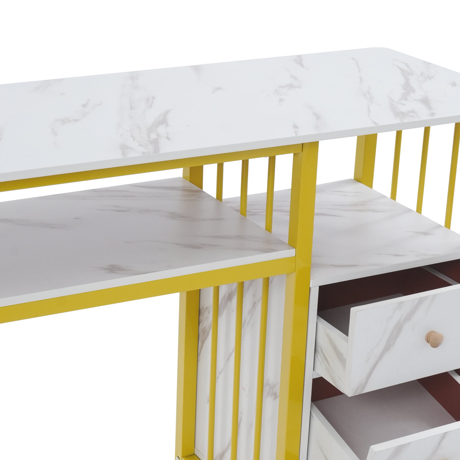 Bureau à ongles Table de manucure Texture marbrée bureau de manucure avec 3 tiroirs 100*40*76 cm pour salons, bureaux, salon de manucure