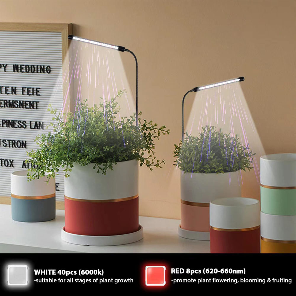 Lampe de Croissance de Plantes à Spectre Complet, USB, 5V, Solaire, Blanche, Hydroponique, 48LED, Nabgreens