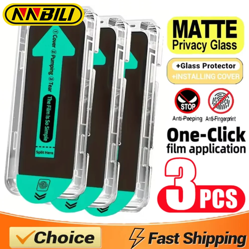 NNBILI 3 pezzi oleorepellente senza polvere facile installazione opaca protezione schermo privacy per iPhone 17 16 13 12 11 14 15 Pro Max Air XS