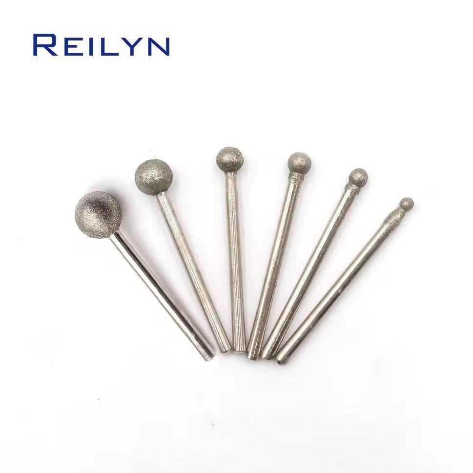 10 stücke 120 # Schaft 3mm Kugelform Diamant Bits Schleifen Grat Schleif nadel Polieren Bits 3mm/4mm/5mm/6mm/8mm/10mm