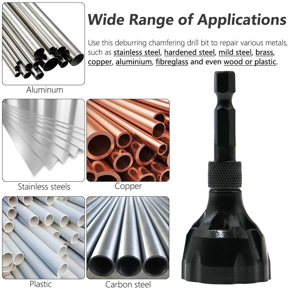 Deburring External Chamfer Tool Carbide Burr Blade Hard Sharp Metal Trimming Drill Bit Internal Countersink Steel Copper Screw