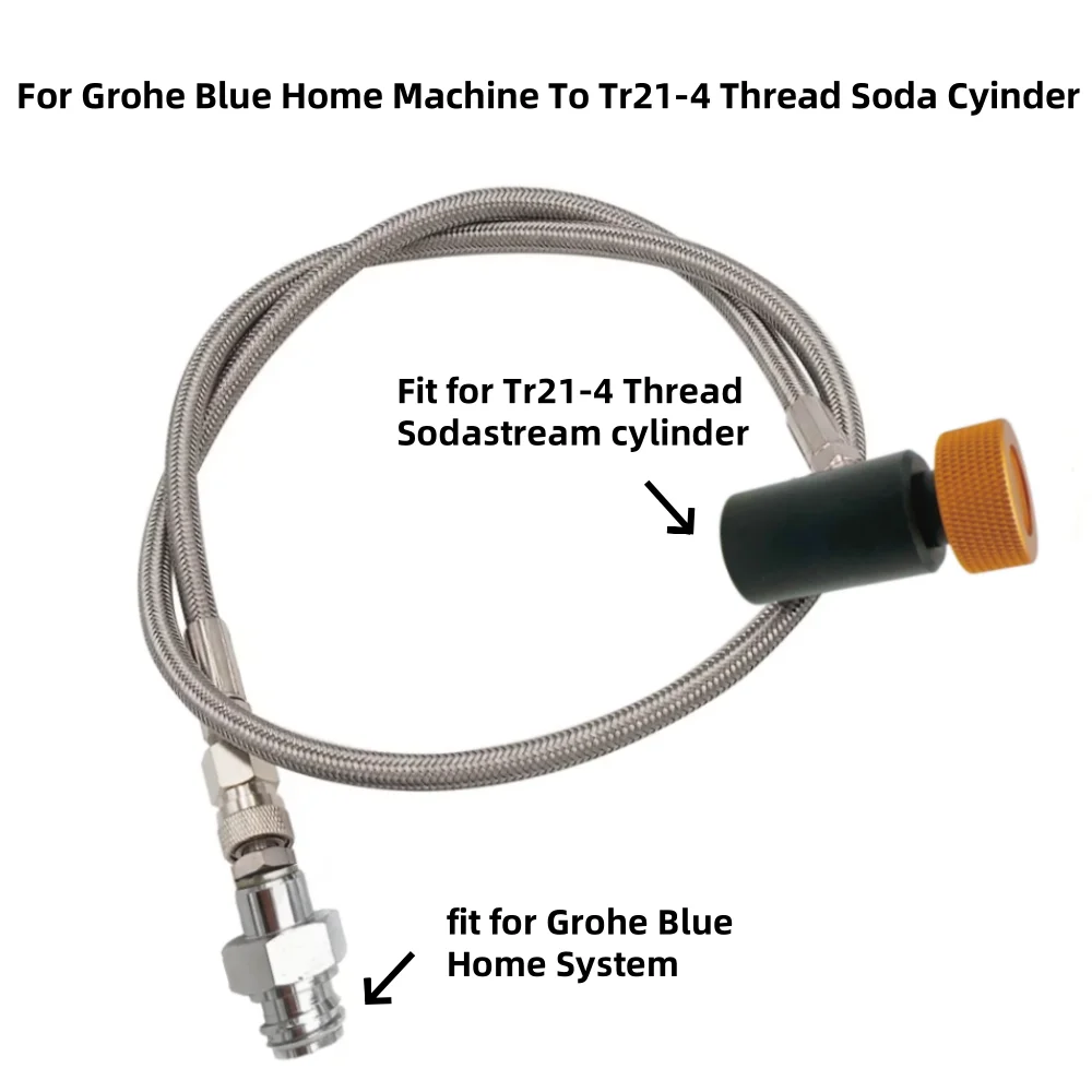 CO2 Gas Quick Connect Adapter Hose For Sodastream Grohe Blue Home Machine Maker To Tr21-4 Thread Soda Cylinder