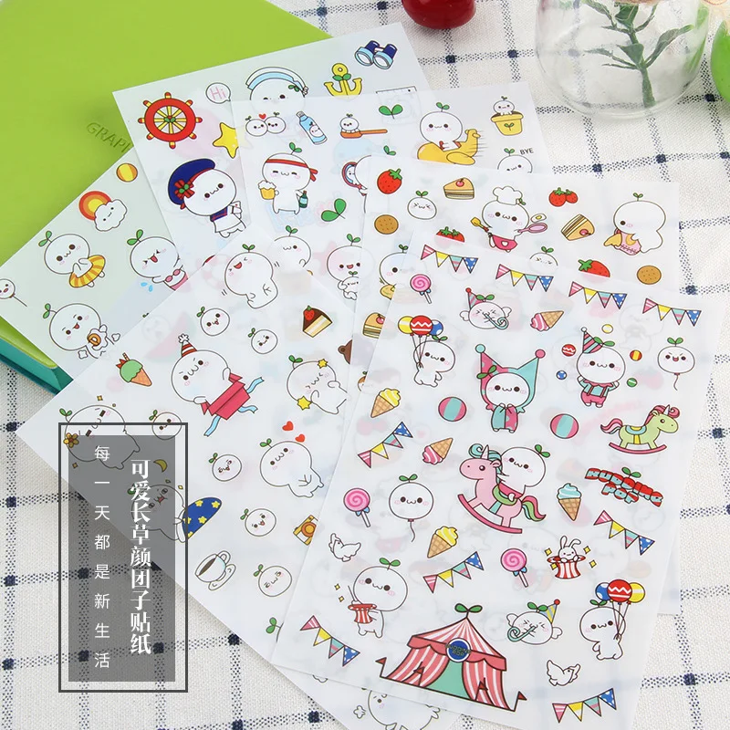 6 ピース/ロット韓国防水漫画かわいい透明 Diy 装飾ステッカーハンドアカウントステッカーかわいいプラスチックカップステッカー