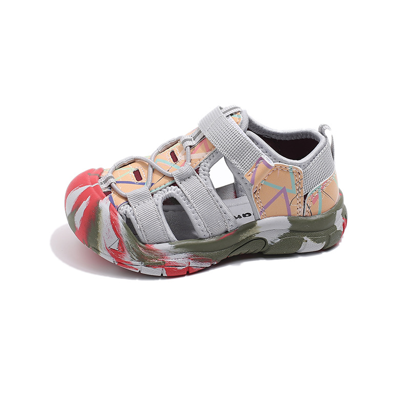 Новые летние детские камуфляжные сандалии, спортивные сандалии для мальчиков с полосками зебры, модная обувь ярких цветов для девочек из полой ткани