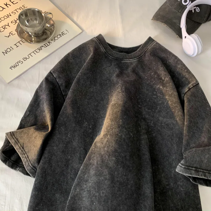 Jakość Oversized Acid Washed Y2K T Shirt Women Vintage T-shirts Streetwear Mineral Wash Tee Shirts Girl Loose Luxury Brand Tops