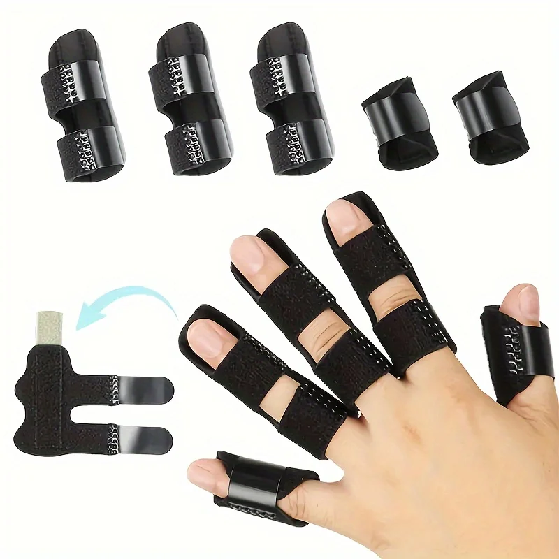 5pc Finger Support Set: 2 Thumb/Pinky Splints + 3 Finger Stabilizers (Index/Middle/Ring)