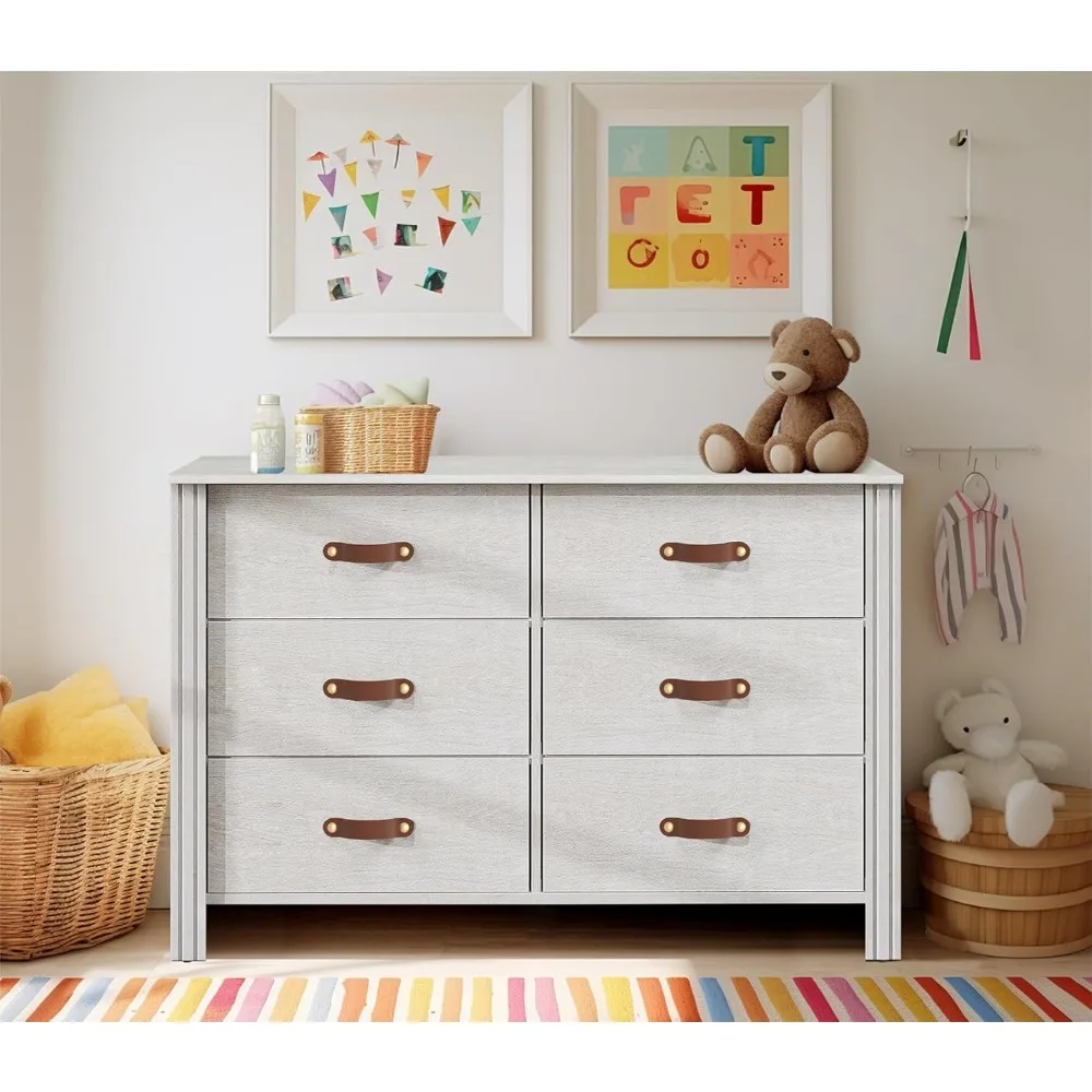 Kids Dresser for Bedroom, Dresser with 6 Drawers, Baby Closet Storage Organizer Dressers & Chest of Drawers