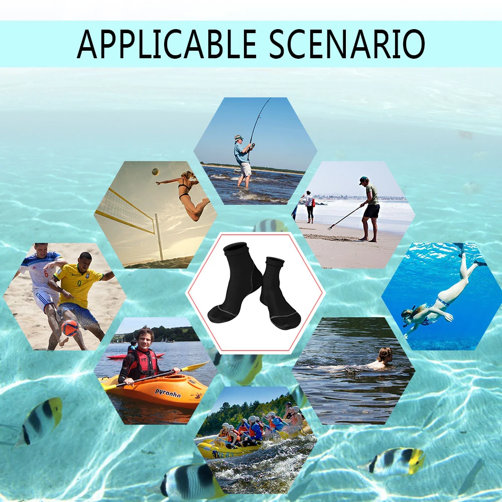 ถุงเท้า Neoprene Fin สําหรับวอลเลย์บอลชายหาดทรายฟุตบอลบางโพลีเอสเตอร์รองเท้า 1.5 มม. Neoprene Soles ป้องกันแสงแดดรองเท้าน้ํา