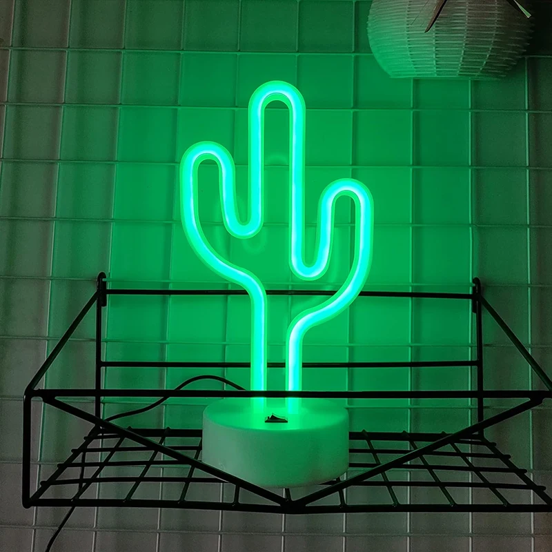 Niedliche Kaktus-Neonschild-Lichter, batteriebetrieben und USB-betriebene LED-Tischlampe für Party, Geburtstag, Geschenk, Wohnzimmer, Camping, Sommer, Heimdekoration