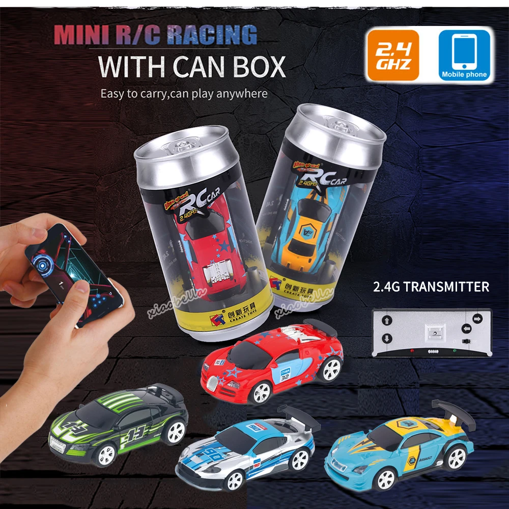 1:58 รีโมทคอนโทรล MINI RC รถแบตเตอรี่ดําเนินการรถแข่ง PVC กระป๋องแพ็คเครื่อง Drift-Buggy บลูทูธวิทยุควบคุมของเล่นเด็ก