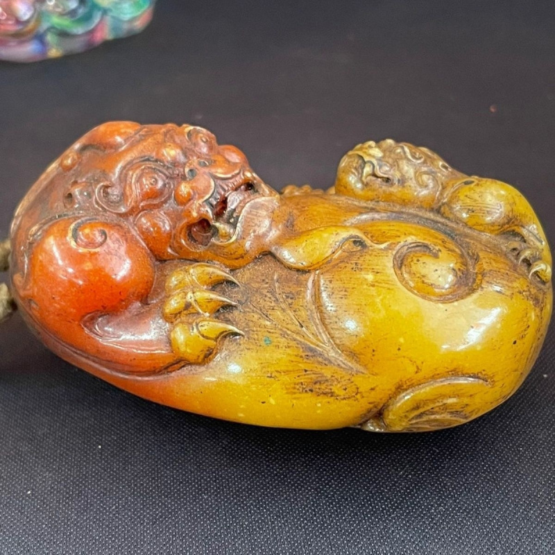 アンティーク雑貨寿山石古い緑青獣文鎮貔貅手持ち飾り吊り下げ装飾ギフトコレクション1