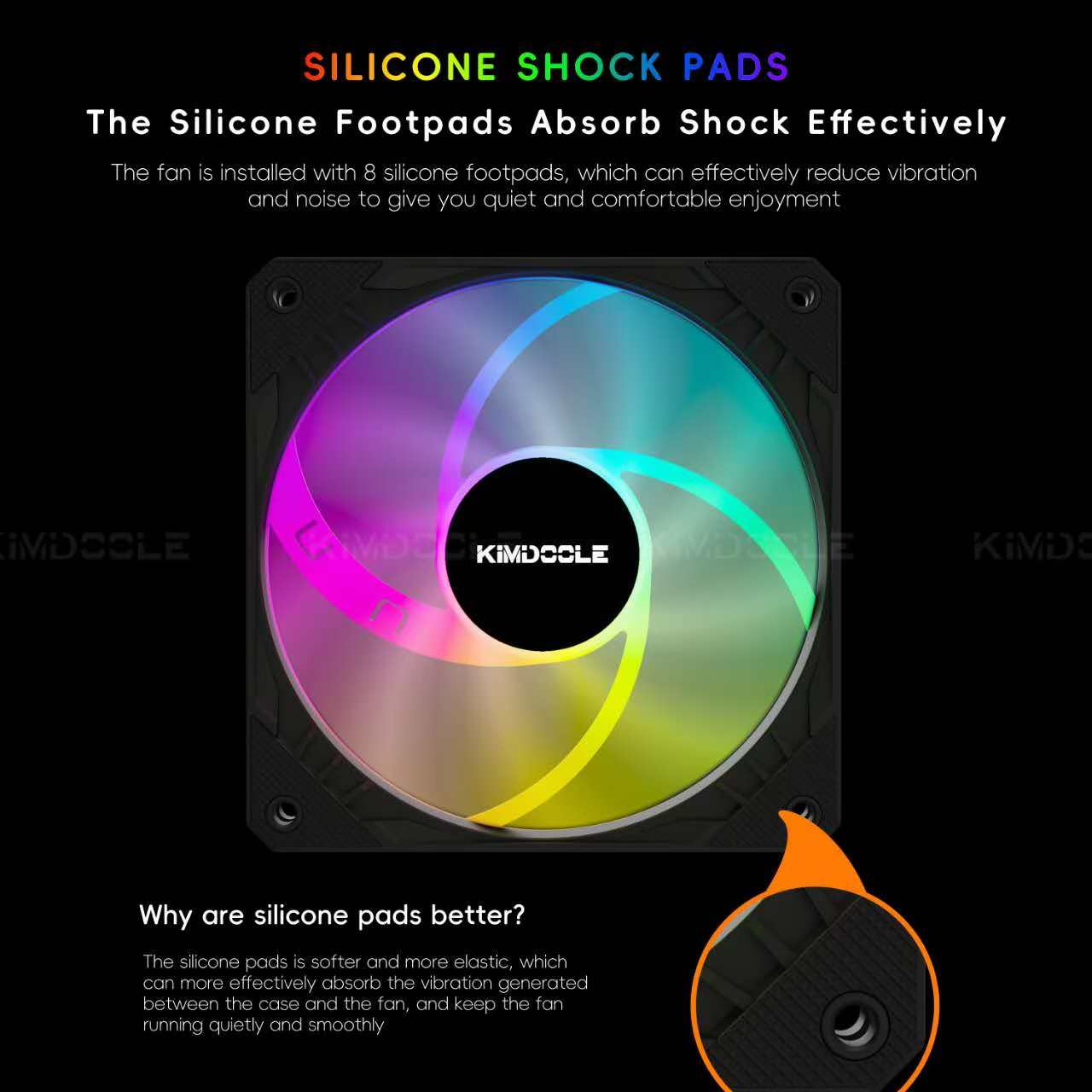 Kimdoole computador caso ventilador pc 120mm 12v rgb ventilador 4pin pwm cpu para computador desktop dissipação de calor colorido dentro e fora