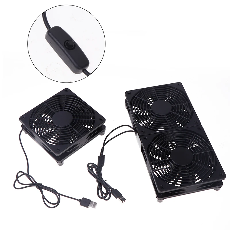 1 conjunto de ventilador de refrigeração de alto fluxo de ar para receptor de modem de roteador 120mm DC12V Ventiladores de roteador de PC alimentados por USB com cabo de interruptor